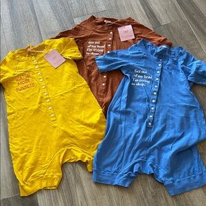 Daydreamer nation onesie, sleepwear Yellow, Brown, and Blue bundle brand new